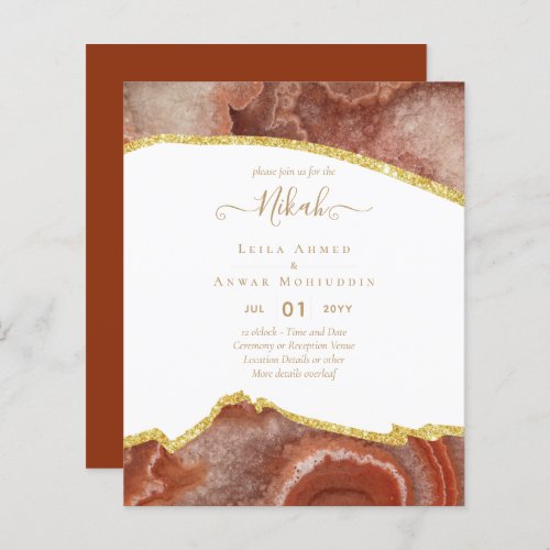 NIKAH _ Agate Gold BUDGET  Wedding Invitations