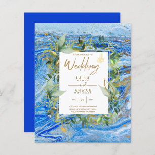 NIKAH - Blue Gold Islamic Wedding Invitations