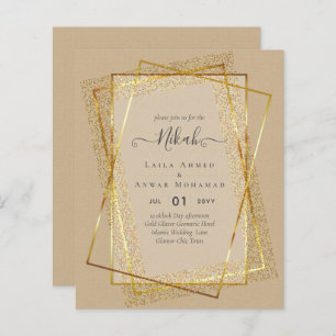 NIKAH - BUDGET Invites - GOLD Glitter Frame