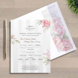 Nikah Certificate Envelope Liner | Peony & Sage