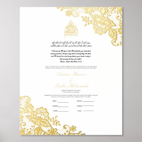 Nikah Certificate Nikkah Nama Islamic Wedding Foil Prints