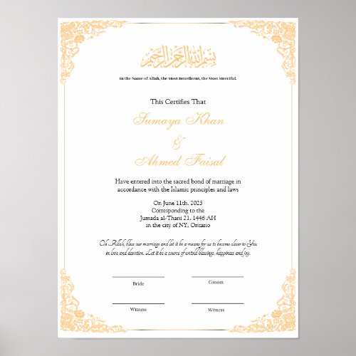 Nikah contract poster