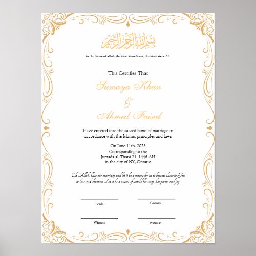 Nikah contract poster
