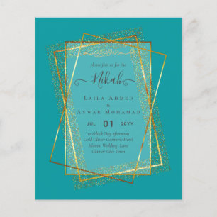 NIKAH Gold Frame Bismillah Islamic Wedding Invites Flyer
