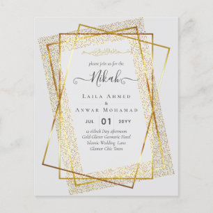NIKAH Gold Frame Bismillah Islamic Wedding Invites Flyer