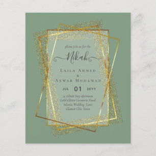 NIKAH Gold Frame Bismillah Islamic Wedding Invites Flyer