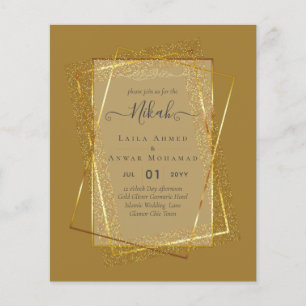 NIKAH Gold Frame Bismillah Islamic Wedding Invites Flyer