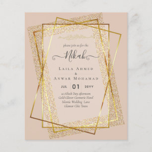 NIKAH Gold Frame Bismillah Islamic Wedding Invites Flyer