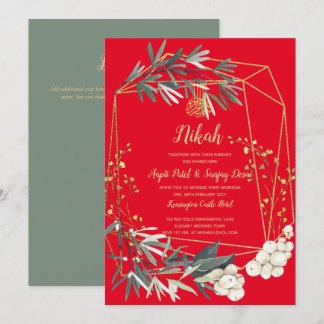 Nikah - Gold Greenery Islamic Motif Wedding Invite