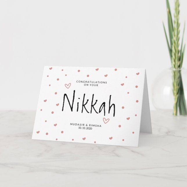 Nikah Hearts Islamic Wedding Dua Congratulations Card (Front)