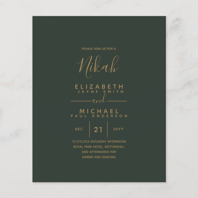 NIKAH - Modern Green Gold Budget (Front)