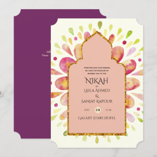 NIKAH - Modern Mandala Berry Gold Wedding Invitati Invitation