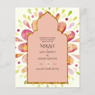 NIKAH - Modern Mandala Berry Gold Wedding Invite Flyer