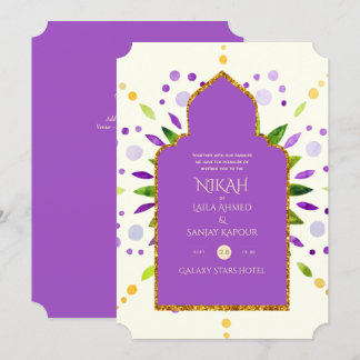 NIKAH - Modern Mandala Purple Gold Wedding Invitat Invitation