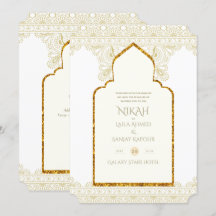 NIKAH - Ornate Islamic Mosque Gold Wedding Invitat