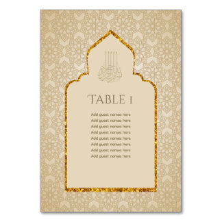 NIKAH - Ornate Islamic Mosque Gold Wedding Muslim Table Number
