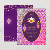 NIKAH - Ornate Mosque Purple Wedding Invitation