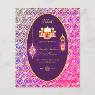 NIKAH - Ornate Mosque Purple Wedding Invitation Flyer