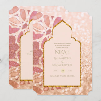 NIKAH - Ornate Rosegold Pink Gold Wedding Invitation