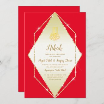 Nikah Red Gold Islamic Motif Wedding Invite