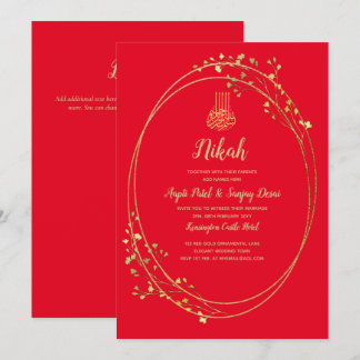 Nikah Red Gold Islamic Motif Wedding Invite
