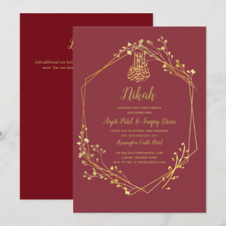Nikah - Red Gold Islamic Motif Wedding Invites