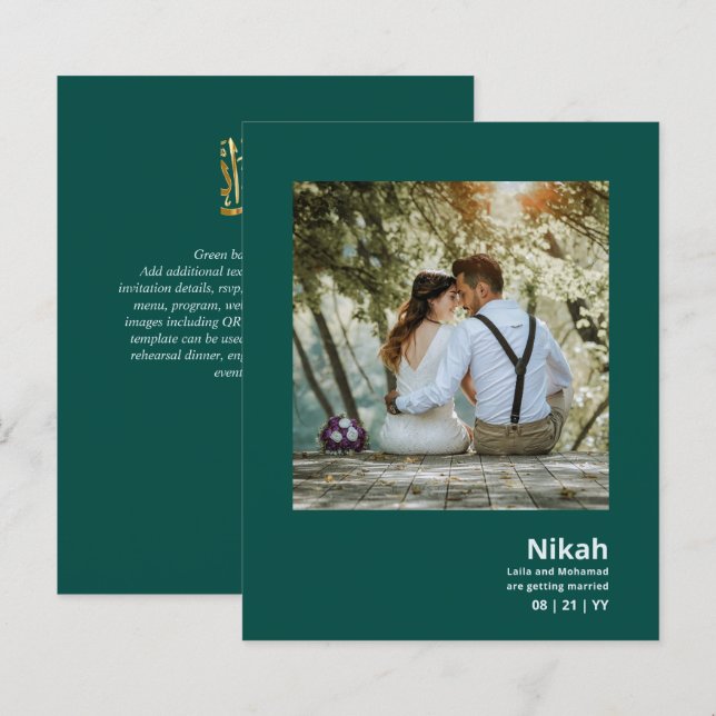 NIKAH - Wedding Budget Agate Gold Teal PHOTO (Front/Back)