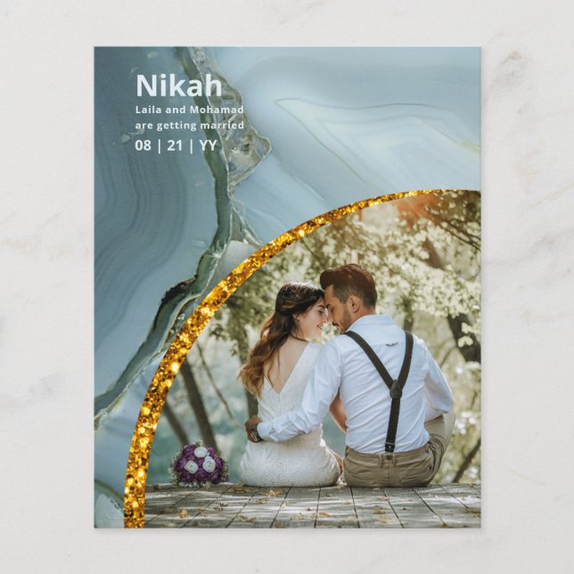 NIKAH - Wedding Budget Agate Gold Teal PHOTO Flyer (Front)