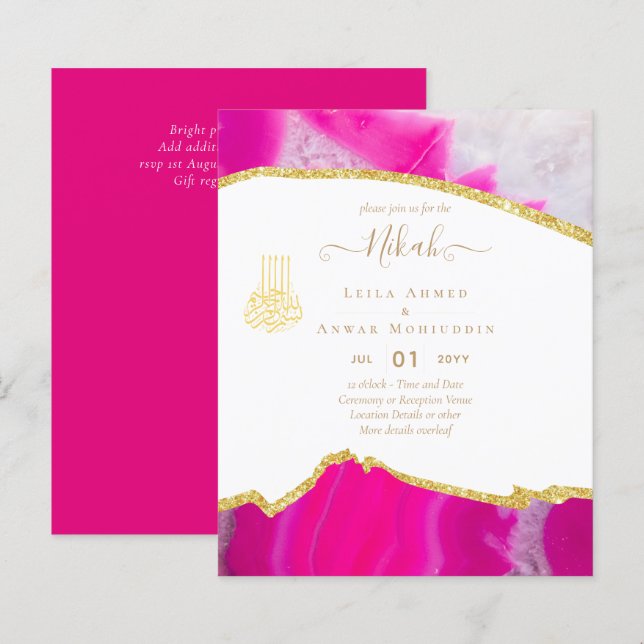 NIKAH Wedding Invitations Modern Sparkle (Front/Back)