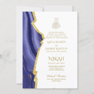 NIKAH Wedding Invite - Walimah Purple Gold Agate