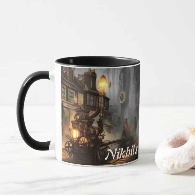 Nikhil's Morning Tea Personalized Customizable Mug (With Donut)