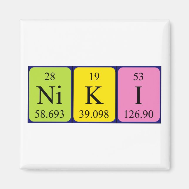 Niki periodic table name magnet (Front)