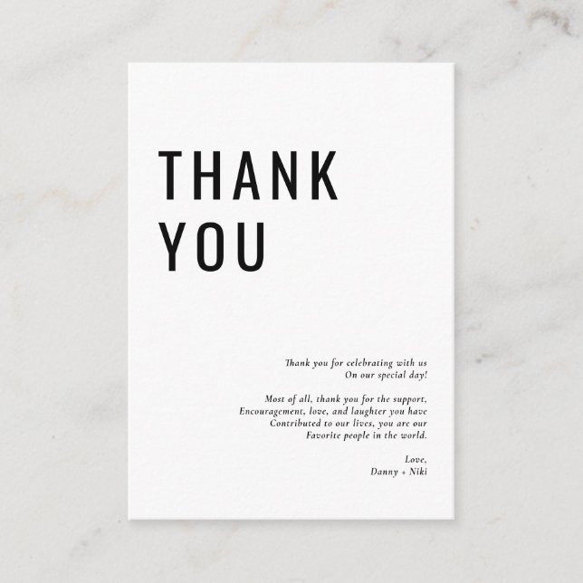 Niki Simple Minimalist Thank you Enclosure Card (Front)