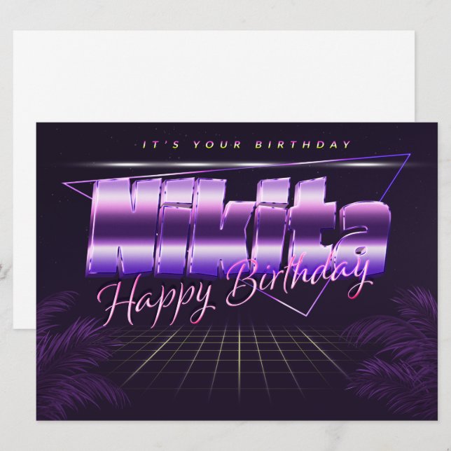 Nikita Name First name pura retro card Birthday (Front/Back)