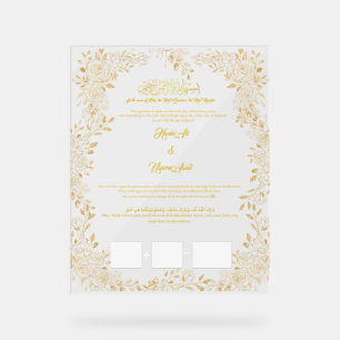 Nikkah certificate, Muslim Contract, Acrylic Sign