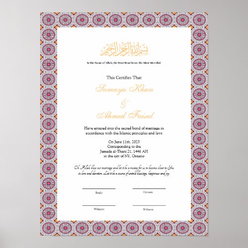 nikkah certificate poster