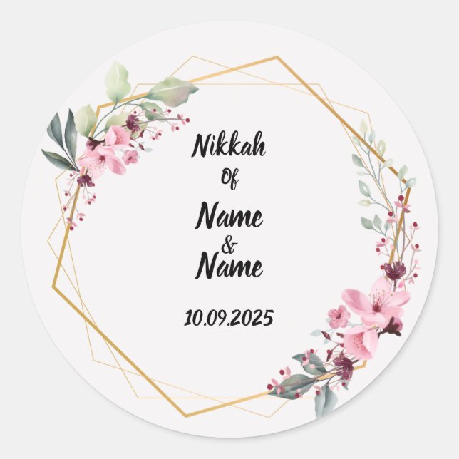 Nikkah favor stickers  (Front)