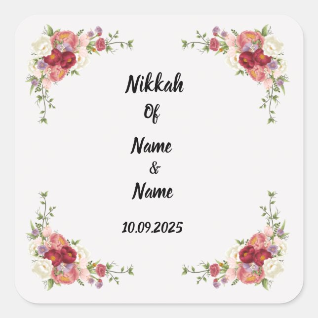 Nikkah favor stickers  (Front)