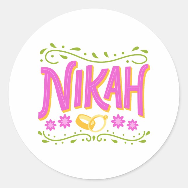 Nikkah Qubool hai desi wedding celebration playful Classic Round Sticker (Front)