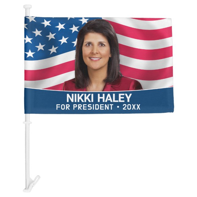 Nikki Haley - Campaign Photo with American Flag (Front)