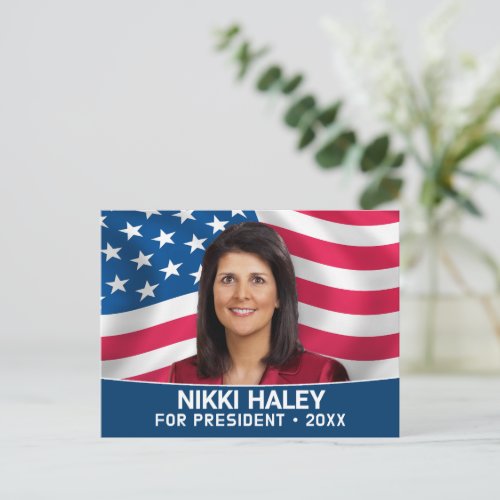 Nikki Haley _ Campaign Photo with American Flag Postcard