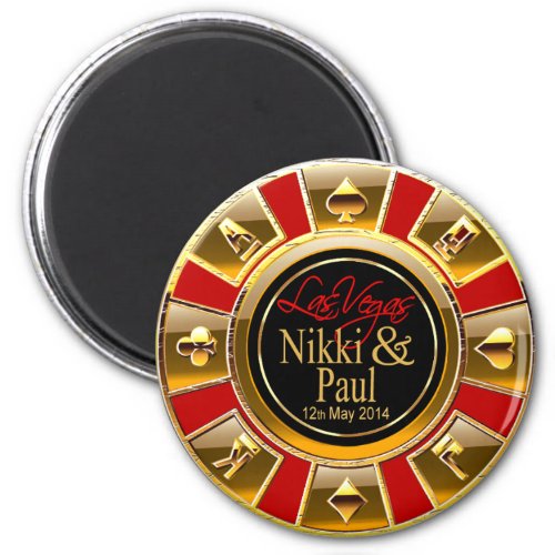 Nikki  Paul Las Vegas Gold Casino Chip Favor Magnet