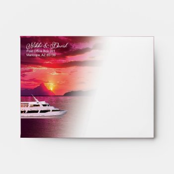 Nikki's Sunset Yacht A2 Envelope by glamprettyweddings at Zazzle