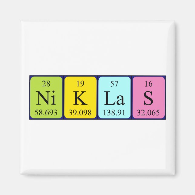 Niklas periodic table name magnet (Front)