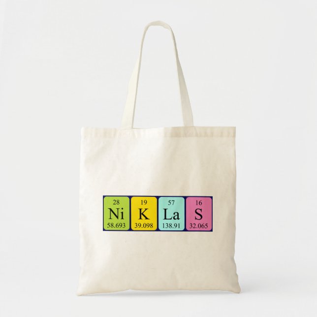 Niklas periodic table name tote bag (Front)