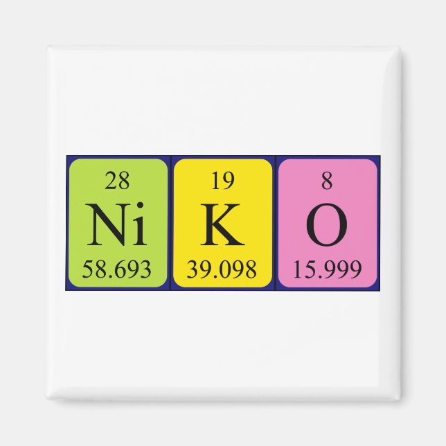 Niko periodic table name magnet (Front)