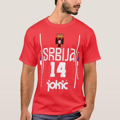 Nikola Jokic Retro Serbia Jersey Fan Art T_Shirt