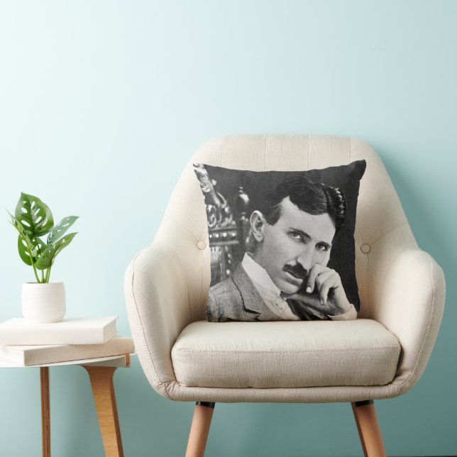 Nikola Tesla (1856-1943) at Age 40 Throw Pillow (Chair)