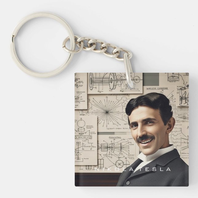 Nikola Tesla - 369 Key for the Universe Keychain (Front)