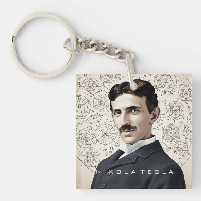 Nikola Tesla - 369 Key for the Universe Keychain (Front)